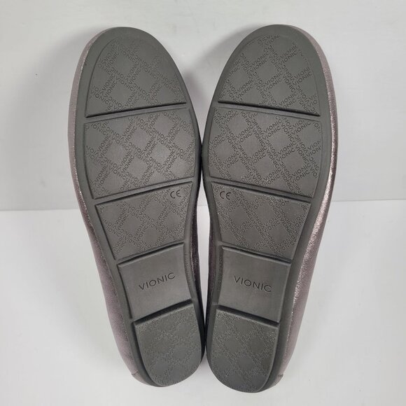 Vionic Women's Metallic Silver Leather Loafer Slip-On Shoes US Size 12 - Picture 7 of 8